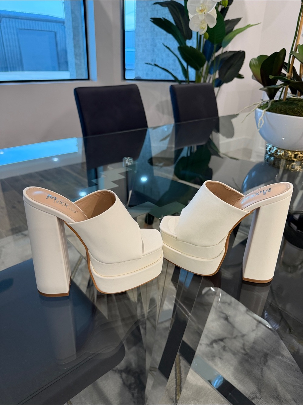Miss Lola Cream Platform Mules